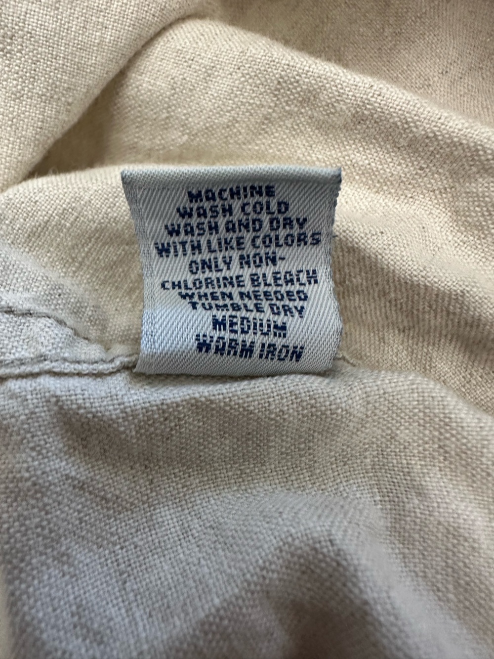 euc vintage Old Navy sz L linen khaki button front long sleeve shirt - Picture 5 of 5